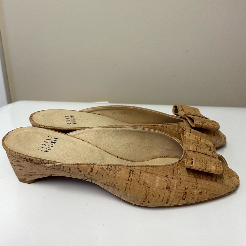 Stuart Weitzman Cork Peep-Toe Mules - Picture 8 of 8